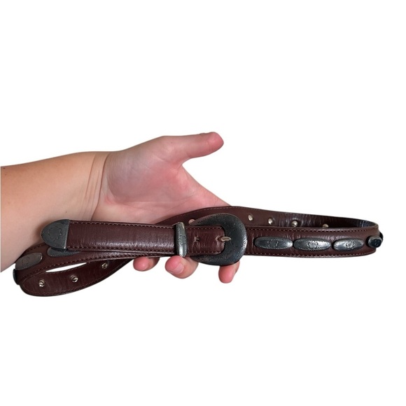 Vintage silver floral leather made in France belt - Picture 5 of 5